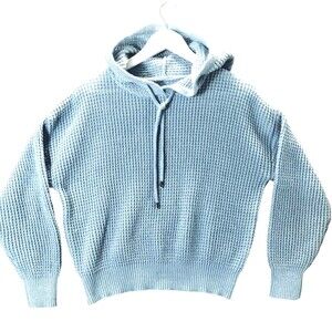 Baby Blue Hoodie Sweater Size M Oversize Baggy Stretchy Knit Boxy Soft Knit Emo